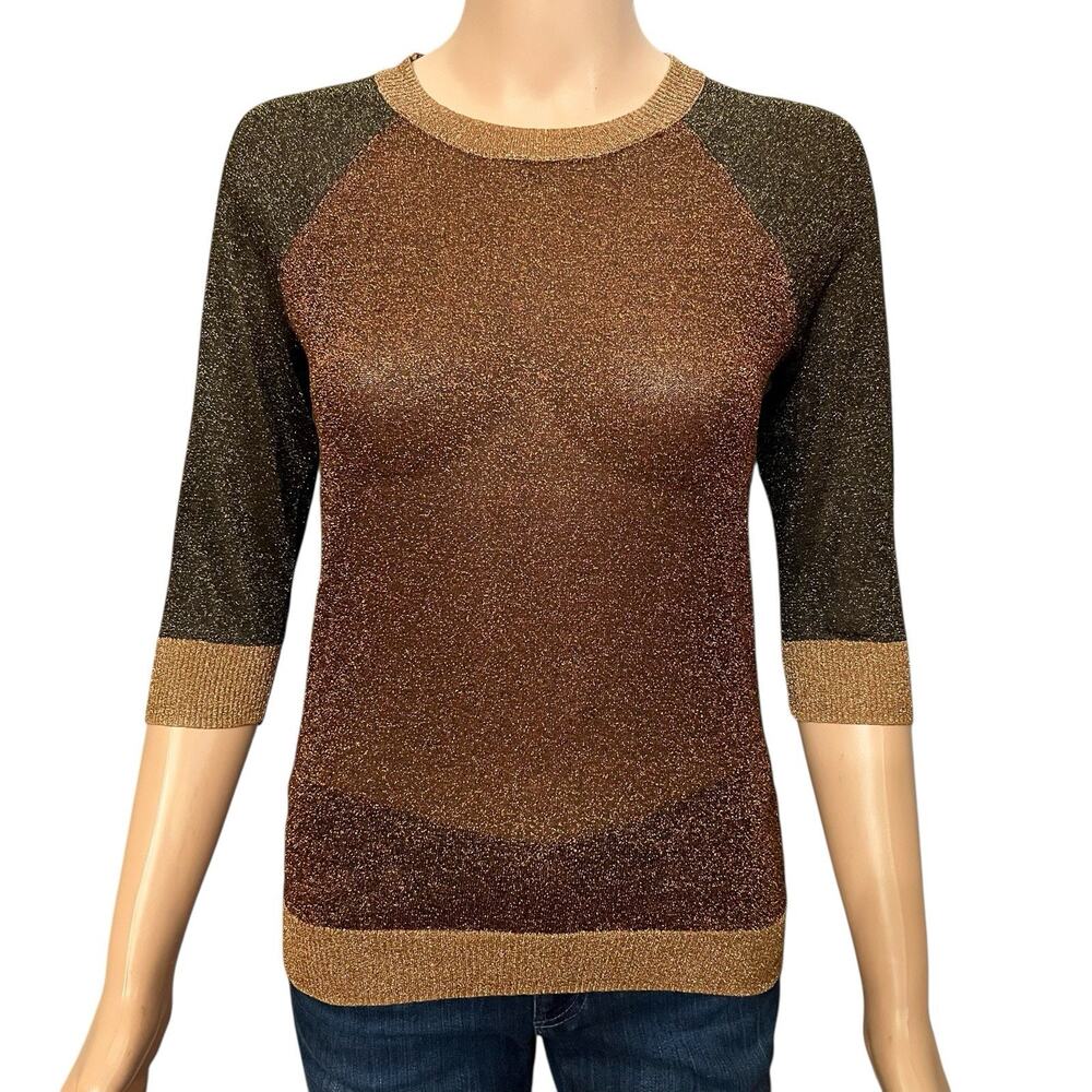 Ted Baker Colorblock Metallic Sweater Ted Size 1/Small/4 Lightweight Sparkly - Picture 1 of 9